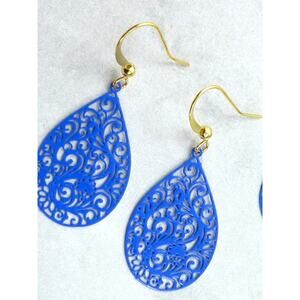 Blue Lace Teardrop Earrings